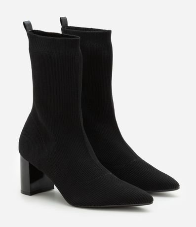 Bota Knit en Tejido Canelado con Punta Fina y Salto Bloco 3