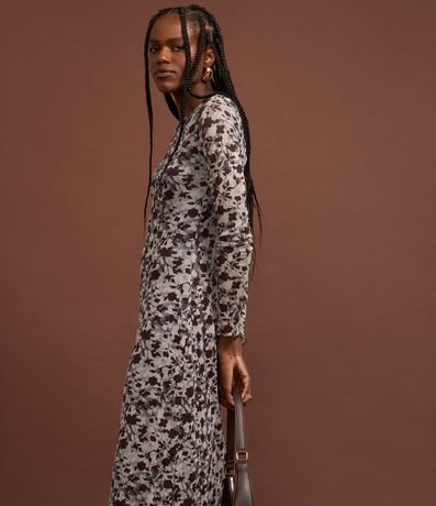 Vestido Long Midi en Tul con Estampa Floral 4
