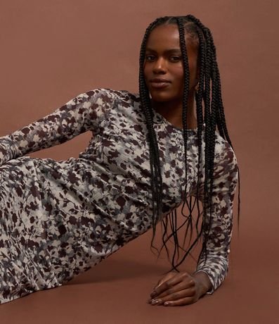 Vestido Long Midi en Tul con Estampa Floral 5