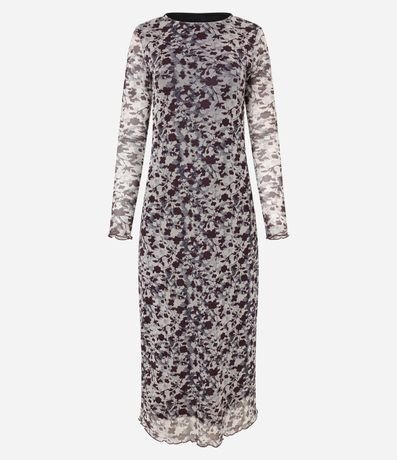 Vestido Long Midi en Tul con Estampa Floral 6