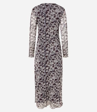 Vestido Long Midi en Tul con Estampa Floral 7
