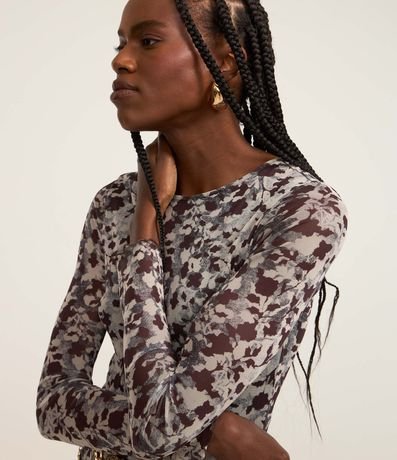 Vestido Long Midi en Tul con Estampa Floral 2