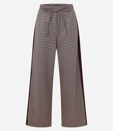 Pantalón Recto Sastrería con Raya Lateral y Estampa de Cuadros 7