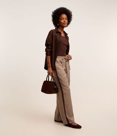 Pantalón Recto Sastrería con Raya Lateral y Estampa de Cuadros 5