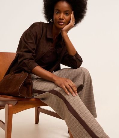 Pantalón Recto Sastrería con Raya Lateral y Estampa de Cuadros 6