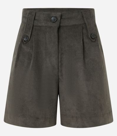 Short Recto Cintura Mediana en Terciopelo Cotelé y Pliegues 7