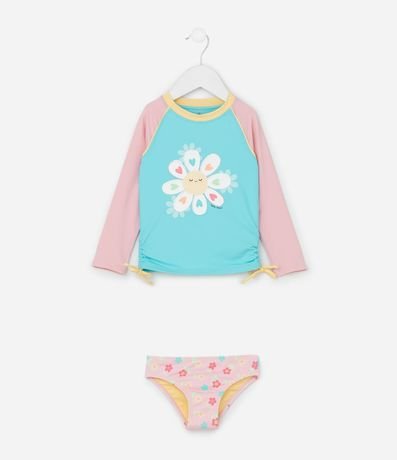 Conjunto Infantil con Protección UV y Estampa Flores - Talle 1 a 4 años