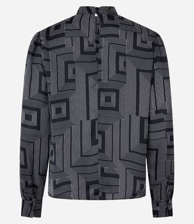 Blusa Satinada con Cuello Padre y Estampado Geométrico 2