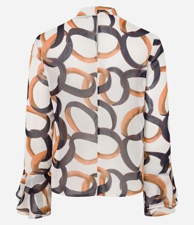 Blusa en Chiffon con Manga Sino y Estampa Anillos 8