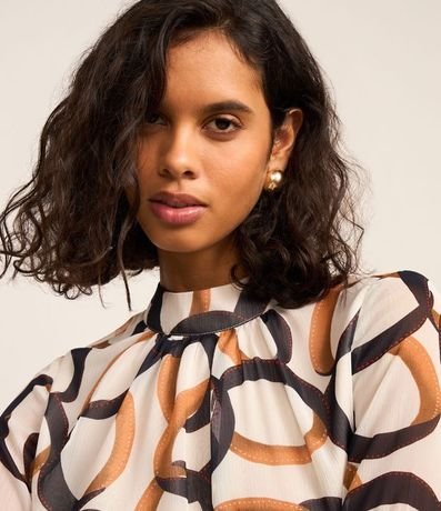 Blusa en Chiffon con Manga Sino y Estampa Anillos 3