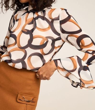 Blusa en Chiffon con Manga Sino y Estampa Anillos 4