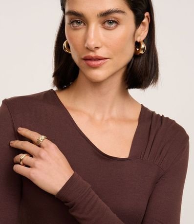 Blusa de Punto con Fruncido en el Escote Asimétrico