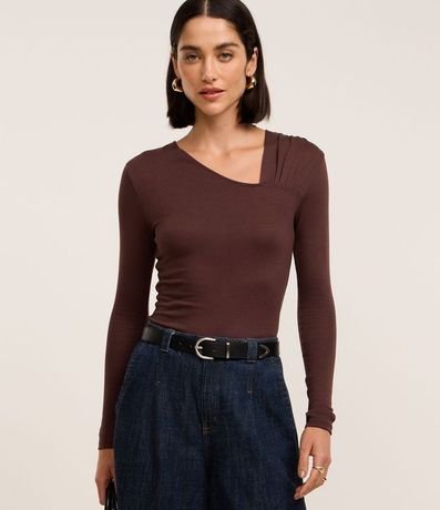Blusa de Punto con Fruncido en el Escote Asimétrico 2