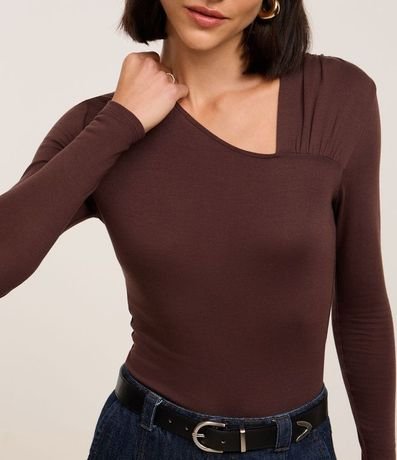 Blusa de Punto con Fruncido en el Escote Asimétrico 4