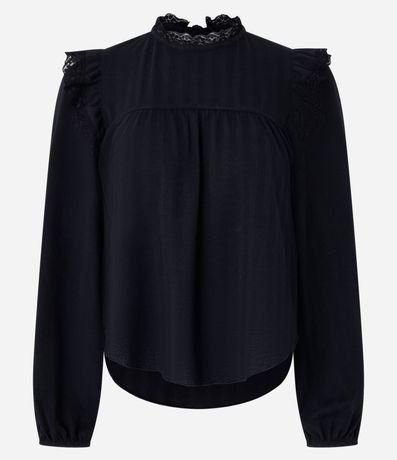 Blusa Bata Oversized con Detalles de Rendas 5