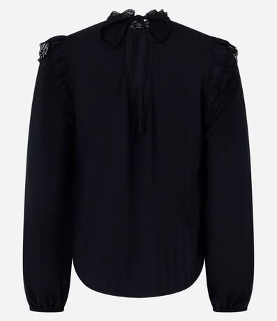 Blusa Bata Oversized con Detalles de Rendas 7