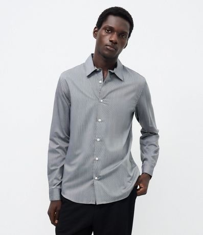 Camisa Slim con Fibra de Bambú Maquinetada con Rayas 3