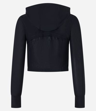 Campera Deportiva en Microfibra con Capucha y Recorte en Tule 10