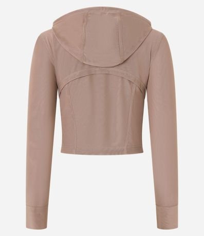 Campera Deportiva en Microfibra con Capucha y Recorte en Tule 7