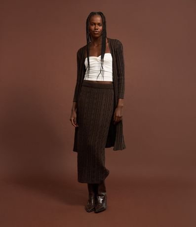 Pollera Reta Alargada en Punto con Mix de Puntos 5