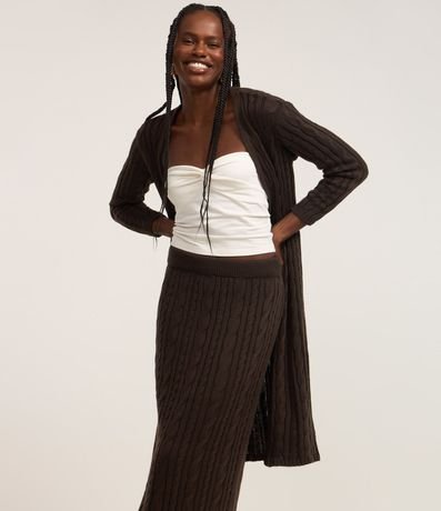 Pollera Reta Alargada en Punto con Mix de Puntos 2