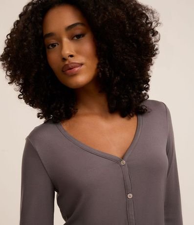 Pijama Largo en Peach Touch Básico con Botones 2