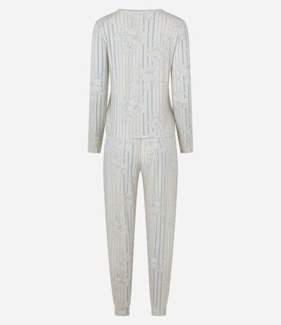 Pijama Largo en Peach Touch con Estampa Floral y Botones 5