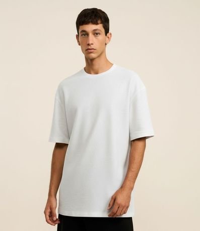 Remera Relaxed en Algodón con Textura Chevron