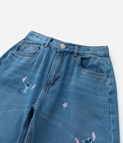 Pantalón Recto Infantil Jeans con Estampa Stitch - Talle 5 a 14 años 7
