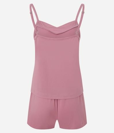 Pijama Short Doll en Peach Touch con Bretel Fino y Bies Contrastante 5