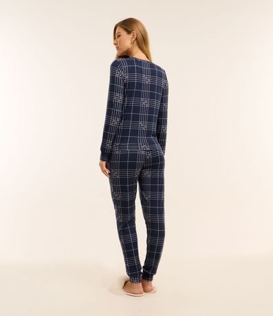 Pijama Largo de Cuadros con Hilo Reciclado y Tacto Suave 2