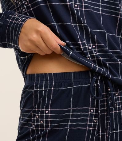 Pijama Largo de Cuadros con Hilo Reciclado y Tacto Suave 3