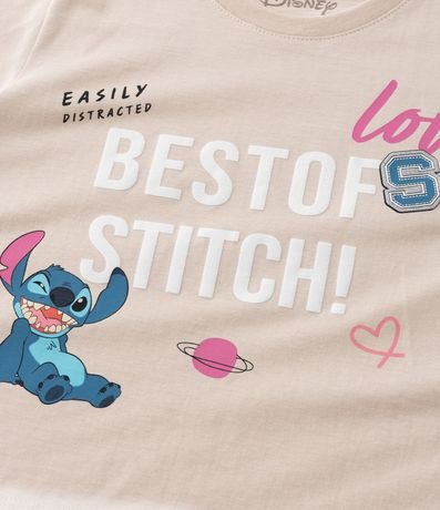 Remera Corta Infantil con Estampa Stitch Frente y Espalda - Talle 5 a 14 años 4