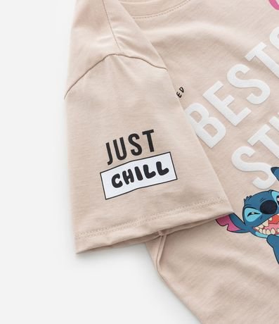 Remera Corta Infantil con Estampa Stitch Frente y Espalda - Talle 5 a 14 años 6