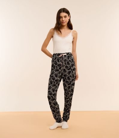 Pantalón de Pijama en Hilo Reciclado con Estampa Hello Kitty