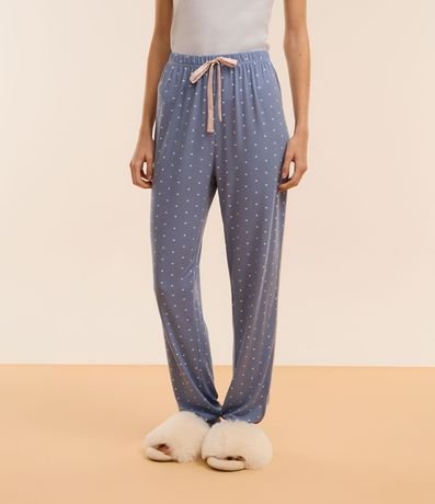 Pantalón de Pijama en Hilo Reciclado con Estampa Corazones 2