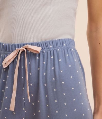 Pantalón de Pijama en Hilo Reciclado con Estampa Corazones 3