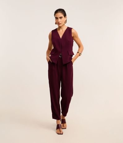 Pantalón Zanahoria en Crepé con Pliegues y Bolsillos
