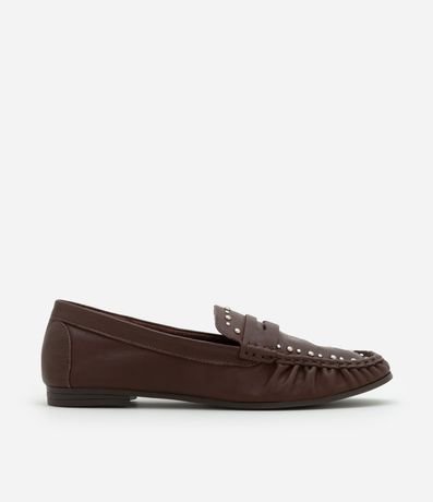 Zapato Mocasín de Piel con Detalle Ondulado y Tachuelas