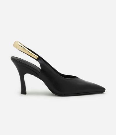Zapato Tacones Slingback en PU con Detalle en Metal Flexível