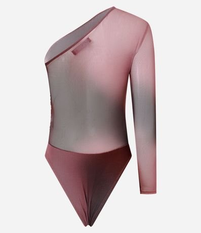 Body en Tule con un Hombro Único y Estampa Abstracta 5