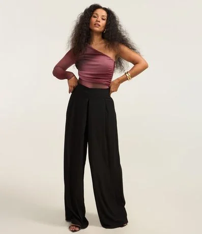 Body en Tule con un Hombro Único y Estampa Abstracta 2