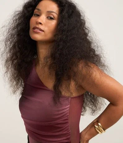 Body en Tule con un Hombro Único y Estampa Abstracta 3