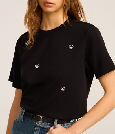 Blusa en Algodón con Bordado de Lazos con Perlas 3