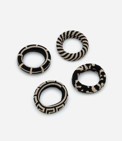 Kit 04 Elásticos para el Pelo Gruesos con Estampas Diversas