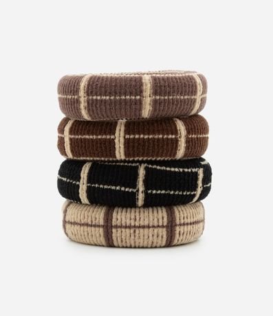 Kit 04 Elásticos para el Pelo con Estampa de Cuadros