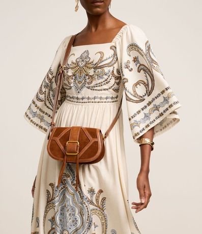 Vestido Boho Evasê Midi en Viscolino con Estampa Arabesco 5