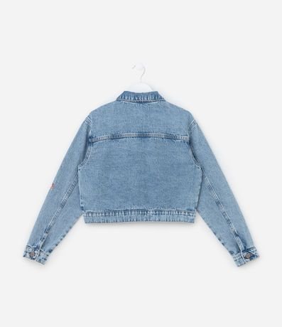 Campera corta Infantil con Bordado de Corazones - Talle 5 a 14 años 2