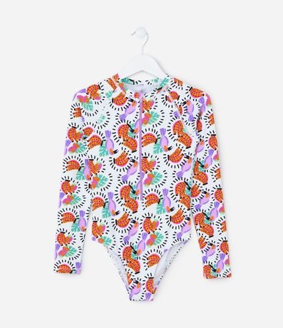 Malla Infantil con Estampa Frutas y Protección UV - Talle 5 a 14 años