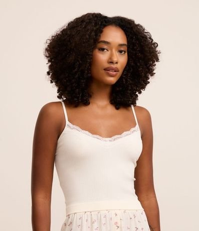 Blusa de Pijama Bretel Fino en Poliamida Seamless con Encaje 2